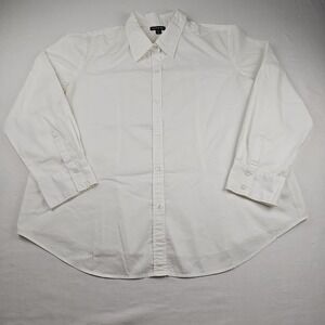 George Classic Fit Dress Shirt Women's XXL Long Sleeve Button Up Solid White